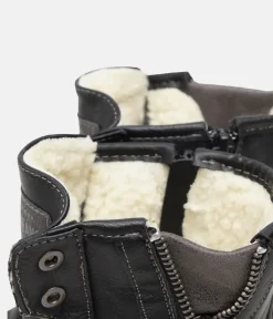 Casual Cosy Lined Mustang Black Ankle Boots