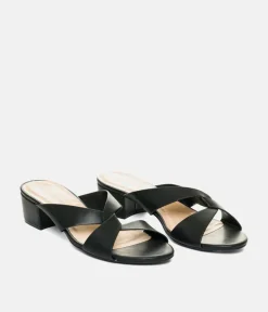 Chic Black Low Block Heel Mules