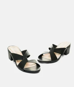 Chic Black Low Block Heel Mules