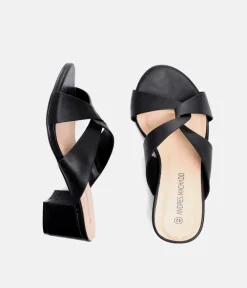 Chic Black Low Block Heel Mules