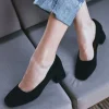 Chic Black Suede Low Block Heels