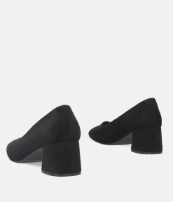 Chic Black Suede Low Block Heels