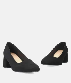 Chic Black Suede Low Block Heels