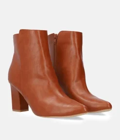 Chic Brown Block Heel Ankle Boots