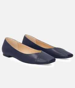 Chic Navy Square Toe Ballerina Flats