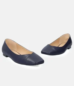 Chic Navy Square Toe Ballerina Flats