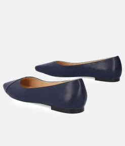 Chic Navy Square Toe Ballerina Flats