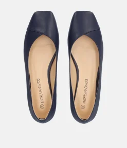 Chic Navy Square Toe Ballerina Flats