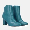 Chic Turquoise Block Heel Ankle Boots