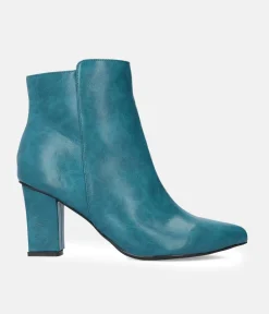 Chic Turquoise Block Heel Ankle Boots