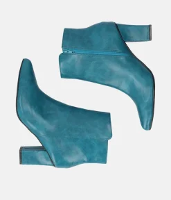 Chic Turquoise Block Heel Ankle Boots