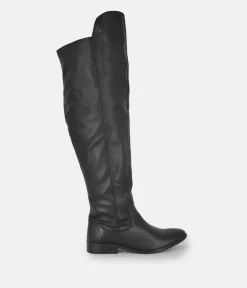 Cinderella Shoes Black Leather Thigh High Boots