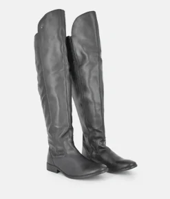Cinderella Shoes Black Leather Thigh High Boots