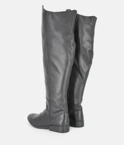 Cinderella Shoes Black Leather Thigh High Boots