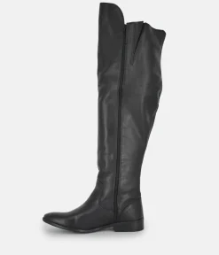 Cinderella Shoes Black Leather Thigh High Boots