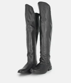 Cinderella Shoes Black Leather Thigh High Boots