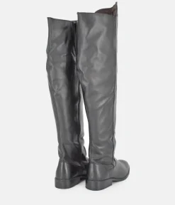 Cinderella Shoes Black Leather Thigh High Boots