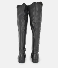 Cinderella Shoes Black Leather Thigh High Boots