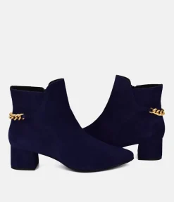 Cinderella Shoes Chic Navy Suede Ankle Boots
