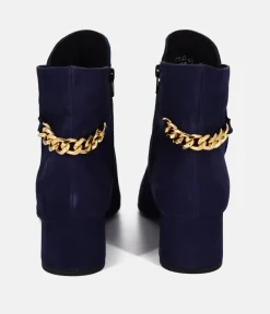 Cinderella Shoes Chic Navy Suede Ankle Boots