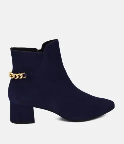 Cinderella Shoes Chic Navy Suede Ankle Boots