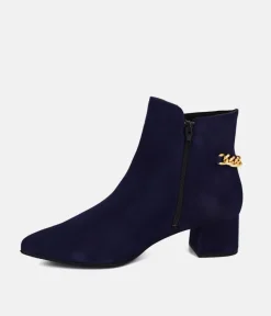 Cinderella Shoes Chic Navy Suede Ankle Boots