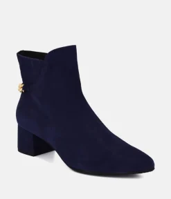 Cinderella Shoes Chic Navy Suede Ankle Boots