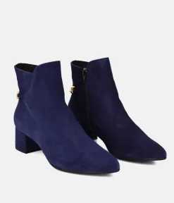 Cinderella Shoes Chic Navy Suede Ankle Boots
