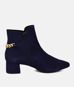 Cinderella Shoes Chic Navy Suede Ankle Boots