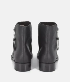 Cinderella Shoes Classic Black Leather Ankle Boots