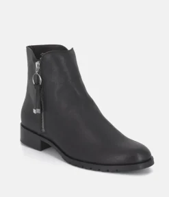 Cinderella Shoes Classic Black Leather Ankle Boots