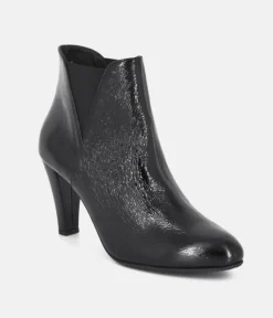 Cinderella Shoes Dressy Black Leather Ankle Boots