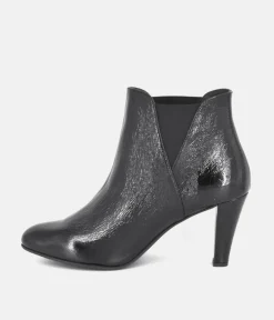Cinderella Shoes Dressy Black Leather Ankle Boots