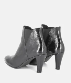 Cinderella Shoes Dressy Black Leather Ankle Boots