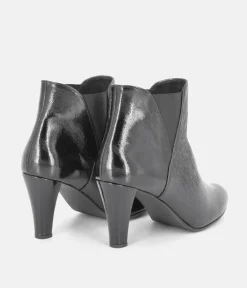 Cinderella Shoes Dressy Black Leather Ankle Boots