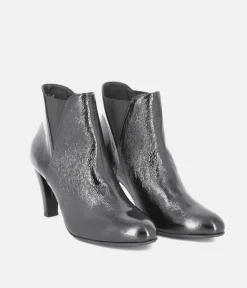 Cinderella Shoes Dressy Black Leather Ankle Boots