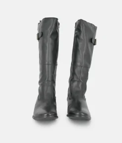 Cinderella Shoes Fashionable Long Black Leather Boots