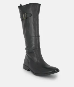 Cinderella Shoes Fashionable Long Black Leather Boots