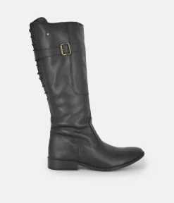 Cinderella Shoes Fashionable Long Black Leather Boots