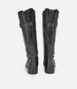 Cinderella Shoes Fashionable Long Black Leather Boots