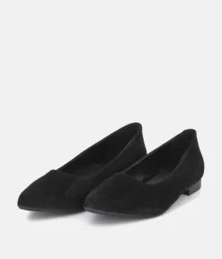 Cinderella Shoes Premium Suede Pointy Black Ballet Flats