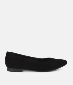 Cinderella Shoes Premium Suede Pointy Black Ballet Flats