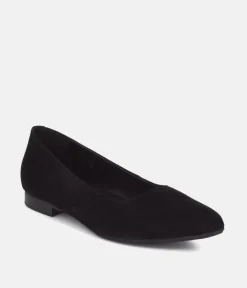 Cinderella Shoes Premium Suede Pointy Black Ballet Flats