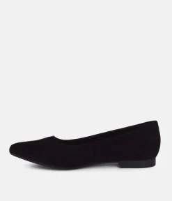 Cinderella Shoes Premium Suede Pointy Black Ballet Flats