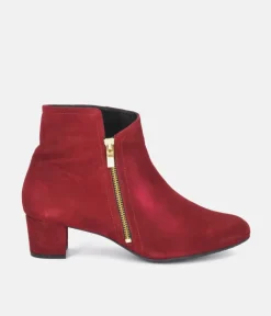 Cinderella Shoes Stunning Cherry Red Suede Ankle Boots