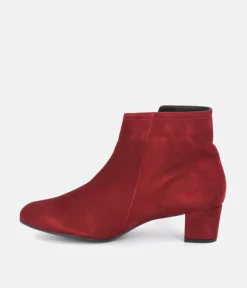 Cinderella Shoes Stunning Cherry Red Suede Ankle Boots