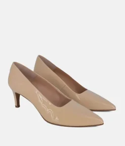 Cinderella Shoes Stylish Beige Patent Heels