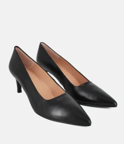 Cinderella Shoes Stylish Black Leather Heels