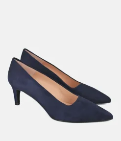 Cinderella Shoes Stylish Navy Suede Heels