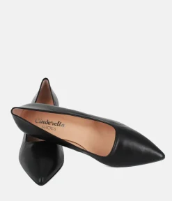 Cinderella Shoes Stylish Black Leather Heels